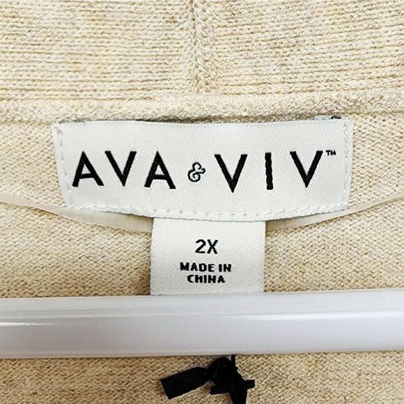 Ava & Viv Womens Plus Size 2X Lightweight Beige Open-Front Cardigan Sweater - Picture 3 of 5